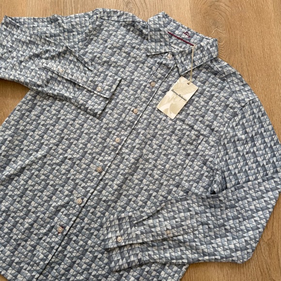 Tommy Bahama Other - Tommy Bahama San Lucio Tiles Away Shirt Mens M Blue Geometric Long Sleeve NWT